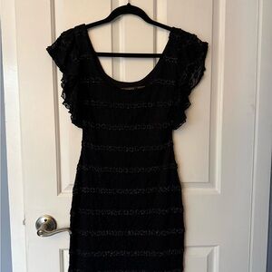 Guess size 0 Black / Silver Bodycon Lace Party Dress